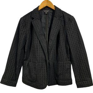 Ann Taylor Black Eyelet Single Button Blazer 10